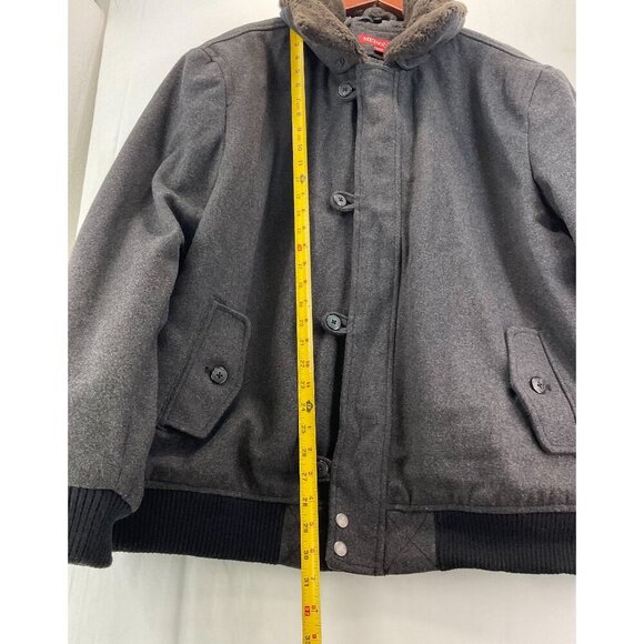 Merona Mens Wool & Polyester Winter Jacket XXL With Faux Fur Collar - Picture 7 of 9